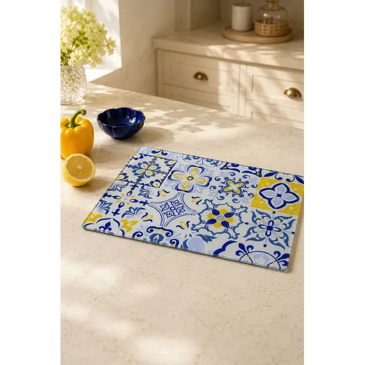 Hermia Concept 'Cms - 1040 - Tile' Glasschneidebrett, Mehrfarbig, 35 x 25 x 0,4 cm