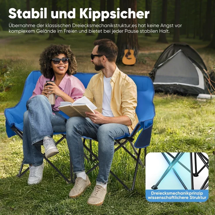 Sunula Klappbares Campingsofa für 2 Personen, Blau – Bild 5