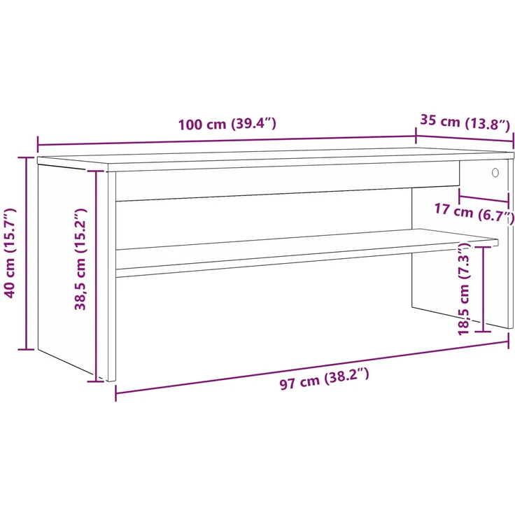 vidaXL TV-Schränk Graues Sonoma 100 x 35 x 40 cm Holzwerkstoff 8000313 – Bild 10