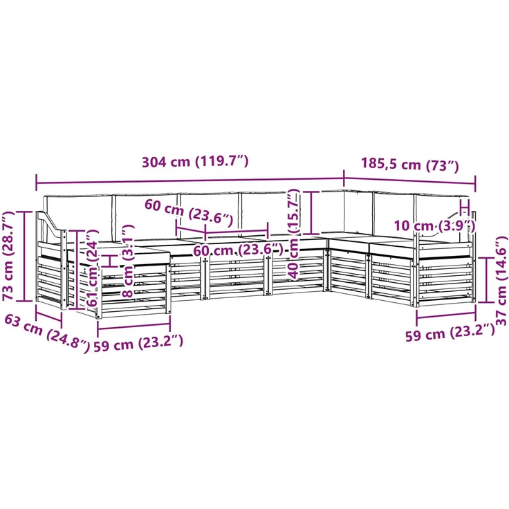 vidaXL Outdoor-Sofagarnitur 8 stk. 8-Sitzer Weiß und Anthrazit 3392332 – Bild 7