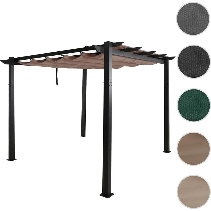 Mendler 'HWC-N93' Pergola, stabiles 8cm-Gestell mit Schiebedach UV50+ 3x3 m, Aluminium, Taupe – Bild 10