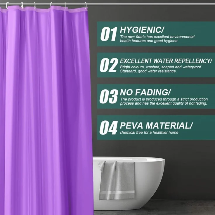 Duschvorhang 180x180 cm Anti-schimmel Wasserdicht PEVA Lila – Bild 4