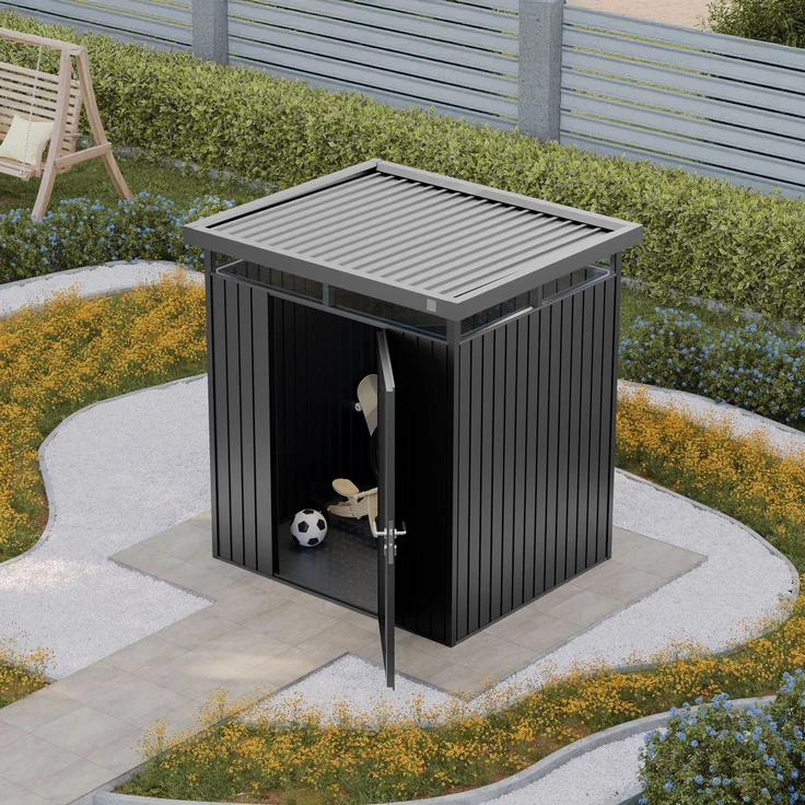 GFP Primeyard Gerätehaus Metall Gartenhaus 180x150x205 cm Geräteschuppen anthrazit – Bild 4