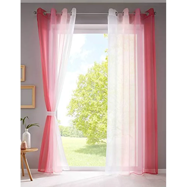Gardinenbox Gardine (2 St), Ösen, transparent, Voile, Farbverlauf Vertikal »Modena« Voile Raffhalter 10000183 – Bild 2
