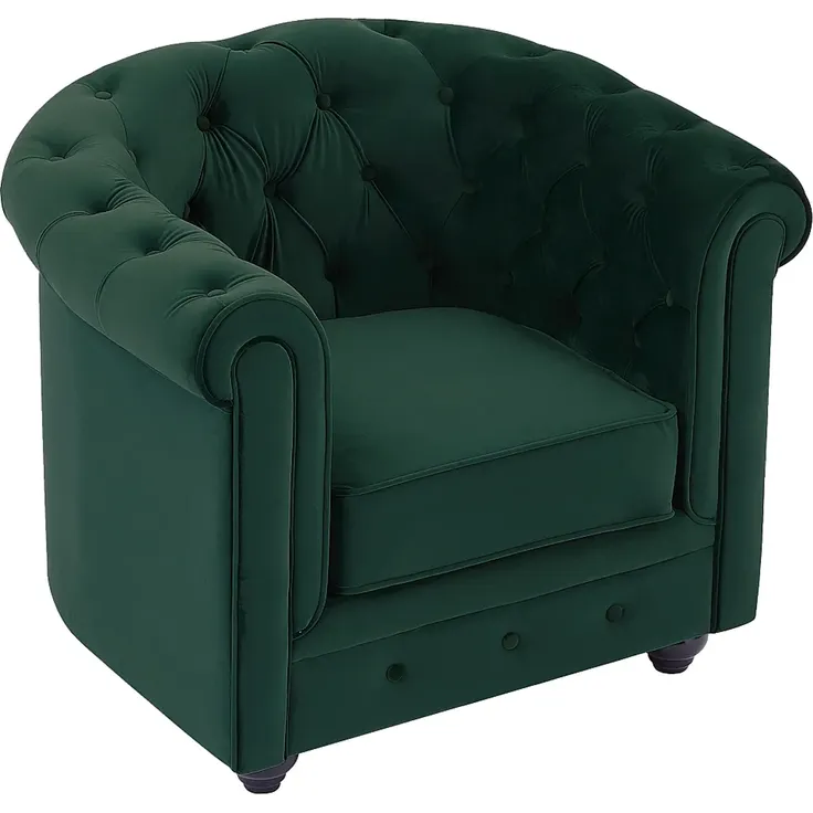 Vente-unique - CHESTERFIELD Sofa and armchair set SamtStoff Grün - B 78 cm88 cm x H 72 cm x L 85 cm205 cm – Bild 5