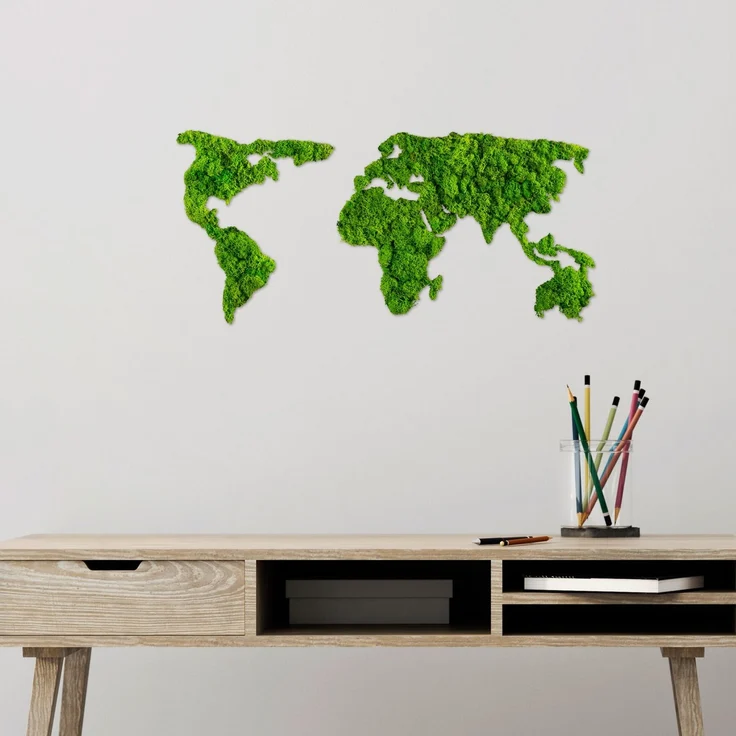 Wallity 'World Map' Dekoratives Wandaccessoire aus Metall, Grün, 32 x 70 cm – Bild 2