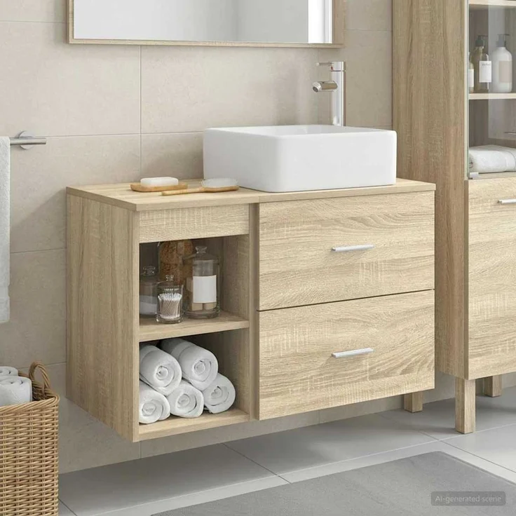 vidaXL Badezimmerschrank-Set 2 stk. Sonoma-Eiche 79,5 x 41 x 80 cm 3403882 – Bild 1