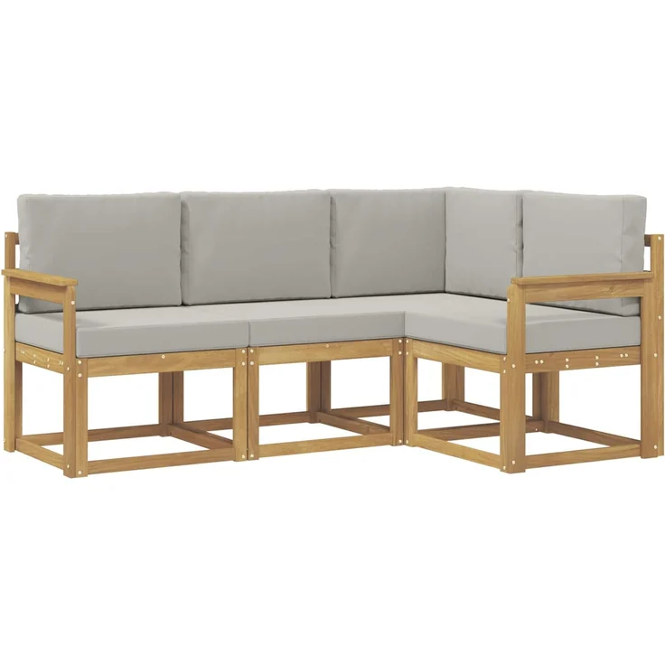 vidaXL Outdoor-Sofagarnitur 4 stk. Weiß und Hellgrau Polyester 3387550 – Bild 2