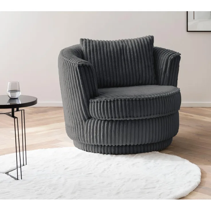 Sessel drehbar Comfy grau Cord 95 cm