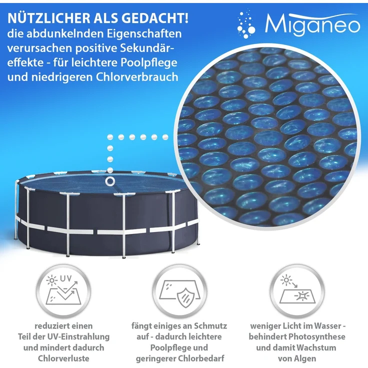 Miganeo Pool Solarfolie Ø 488 cm rund | schwarz/blau – Bild 2