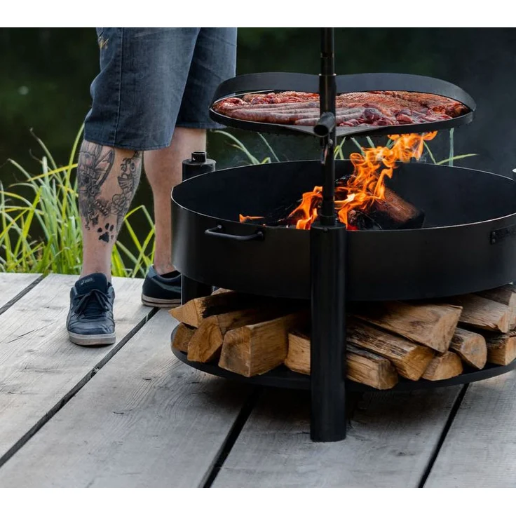 CookKing 'Montana X' Feuerschale, Inkl. Holzlager & Zubehör, Stahl Schwarz, Ø 80 x 110 cm – Bild 4