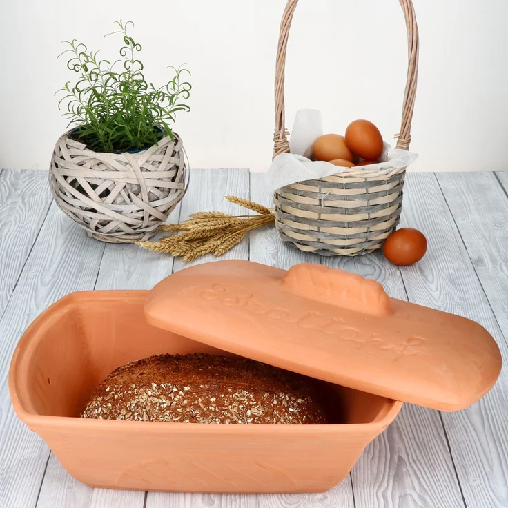 Terra Brottopf Brotkasten mit Deckel Brötchen Toast Aufbewahrungsbox Ton – Bild 7