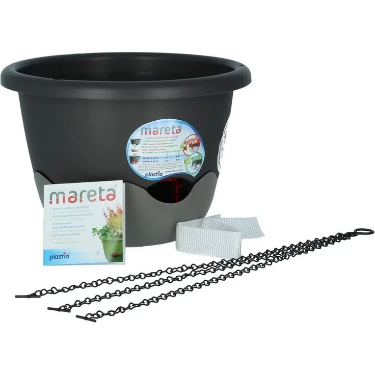 PLASTIA Blumentopf Mareta 30 Grau Anthrazit, 1808543070