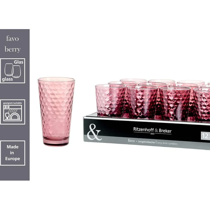 Ritzenhoff & Breker Favo Longdrinkglas 400 ml berry 12er Set – Bild 2