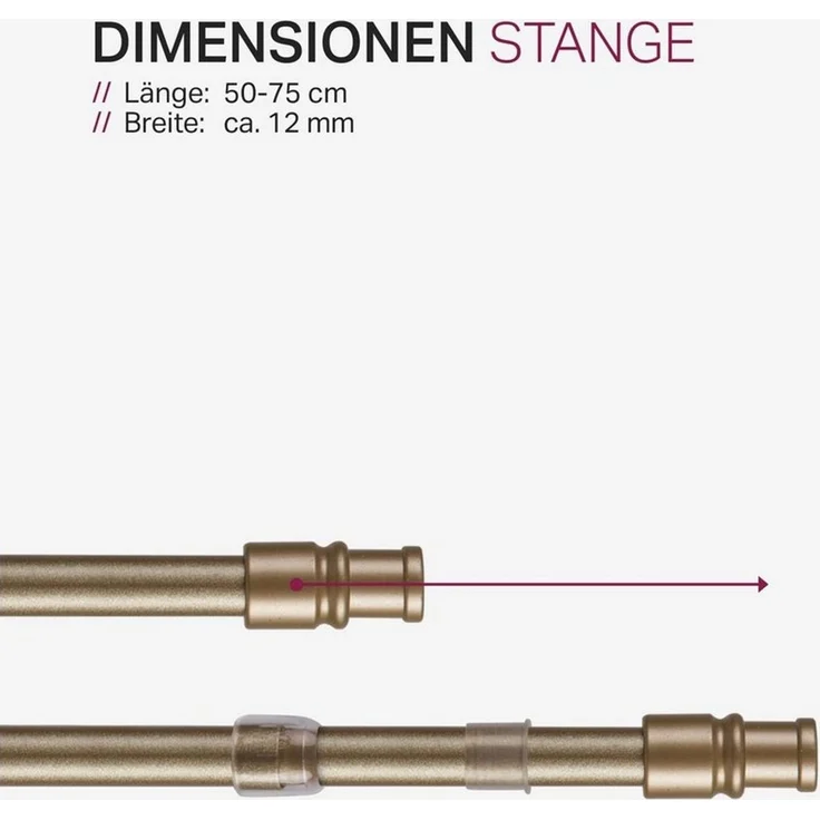 Bestlivings Caféhausstange aus Edelstahl für Bistro-, Scheiben- oder Küchengardinen, Ø 12 mm, 1-läufig, ausziehbar, ohne Bohren, geklebt, geklemmt, verschraubt, Metall, inkl. Trägerhaken, Selbstklebepads & Schrauben – Bild 2