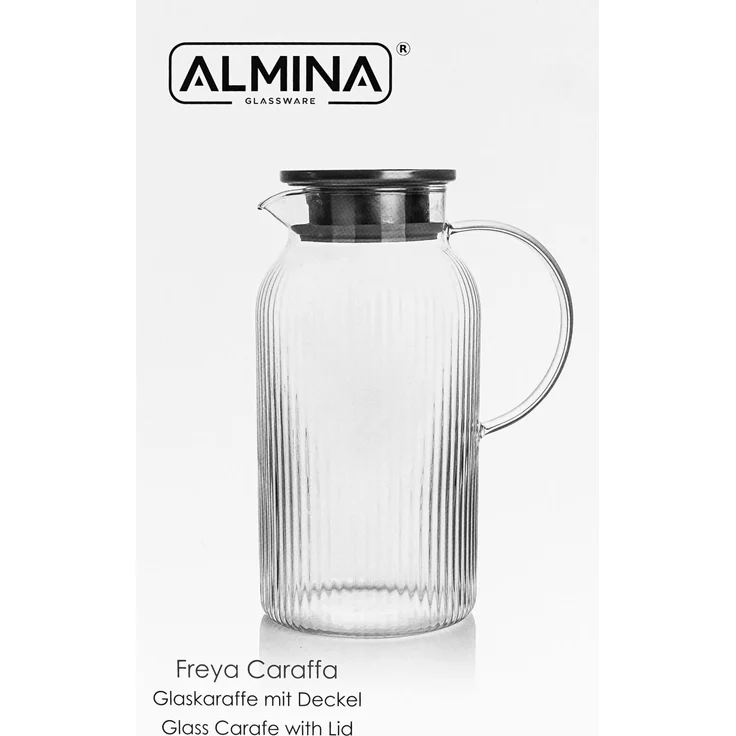 Glaskaraffe "Freya Caraffa" aus hochwertigem Borosilikatglas mit Deckel - 1800ml – Bild 6