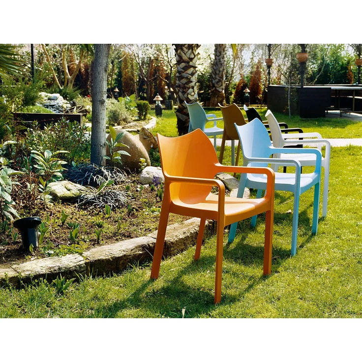CLP Gartenstuhl Diva 4er Set, Kunststoff, stapelbar, wetterfest, mit Armlehnen,hellgrau – Bild 3