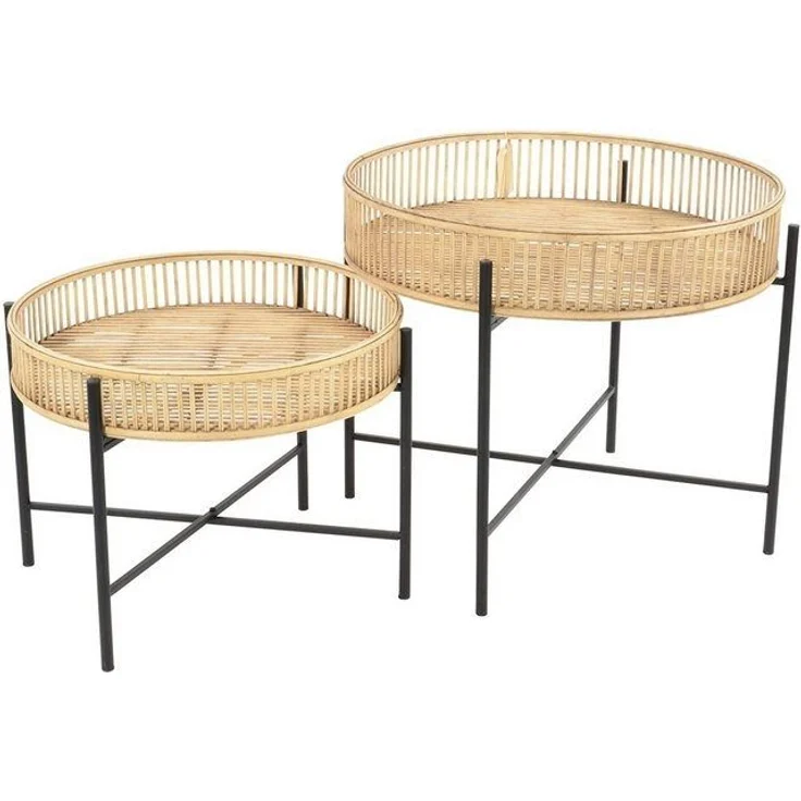 habeig Beistelltisch Beistelltisch Bambus im 2er Set Tisch Gartentisch Esstisch Couchtisch – Bild 4