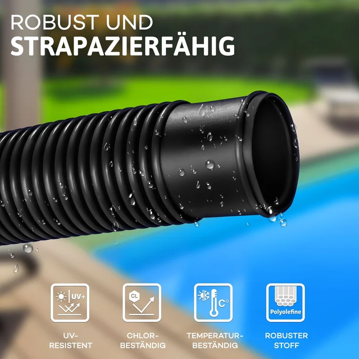 tillvex Poolschlauch Made in Germany | Schwimmbadschlauch mit Muffen | Solarschlauch für Pool und Schwimmbecken | Saugschlauch | Pumpenschlauch | flexibler Wasserschlauch (Schwarz, 30m / 38mm) – Bild 4
