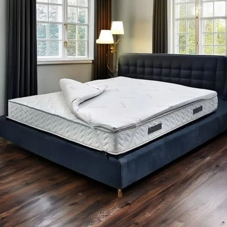 Talamo Italia - Toro Doppel-Topper, Übermatratze zur Verbesserung der Körperhaltung, Topper aus Memory-Schaum, hypoallergener und atmungsaktiver Topper, 100 % Made in Italy, 160 x 200 x 5 cm – Bild 1