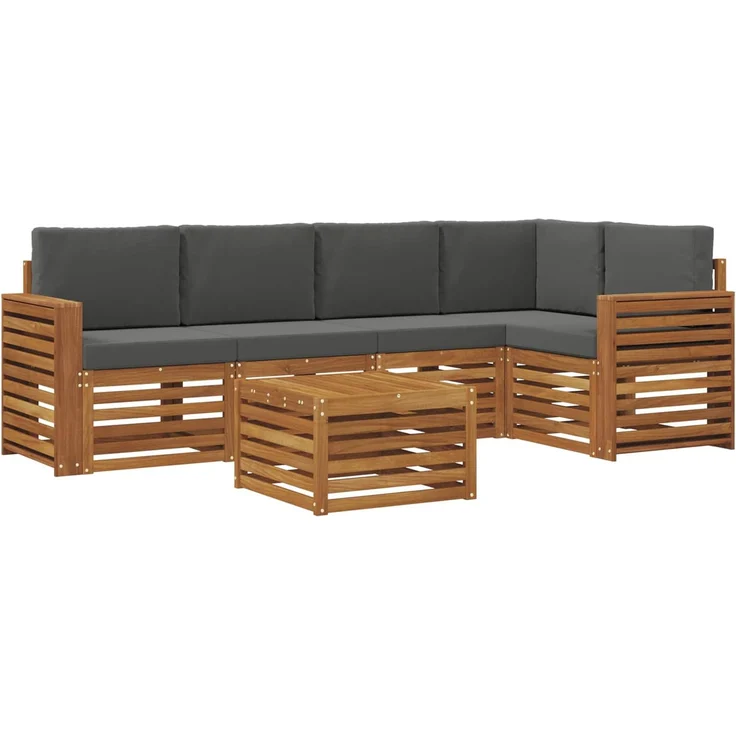 vidaXL Outdoor-Sofagarnitur 6 stk. 5-Sitzer Natur und Anthrazit 3374857 – Bild 2
