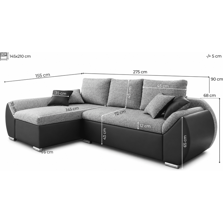 Ecksofa Auro von Jan-Art mit Schlaffunktion | verschiedene Farben erhältlich – Bild 5