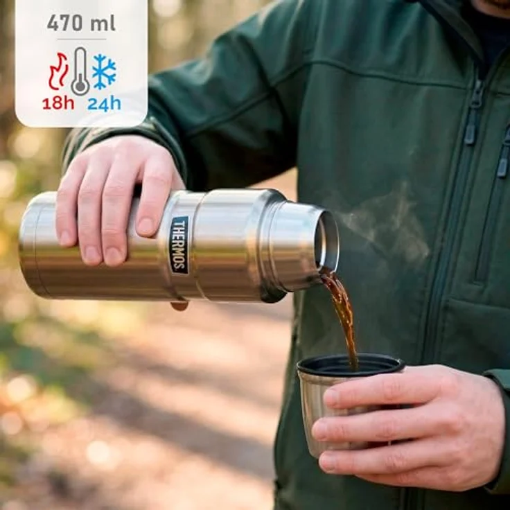 Thermos 4003. 205. 047 Isolierflasche Stainless King, 0,47 L, Edelstahl mattiert – Bild 3