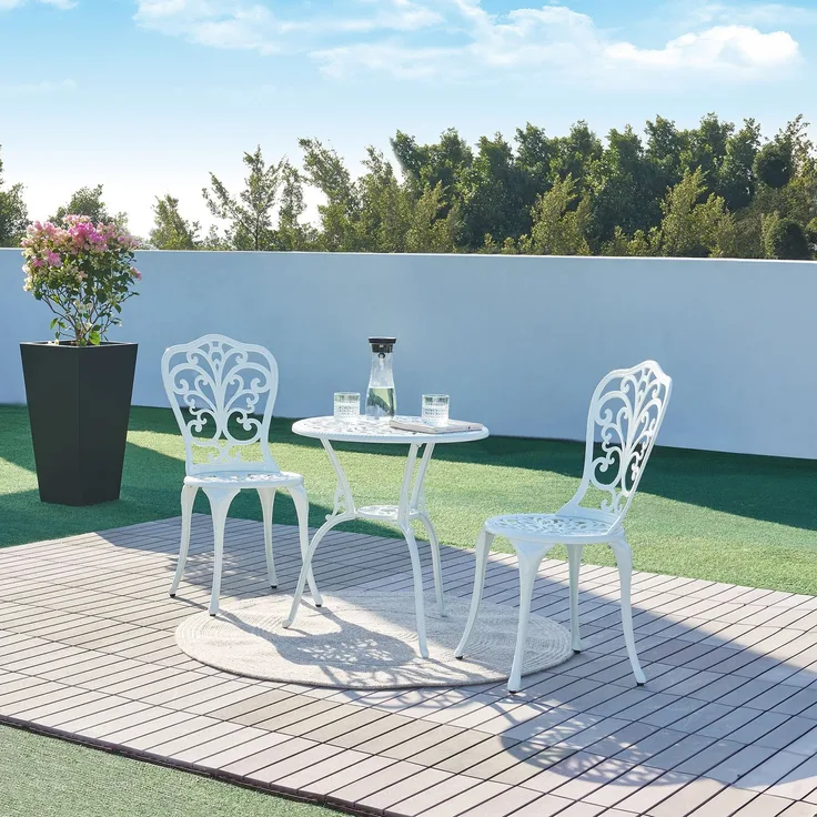 Bistro-Set Lupsam 3-tlg. Aluminiumguss Weiß [casa. pro]