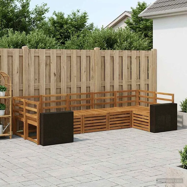 vidaXL Outdoor-Sofagarnitur 7 stk. 7-Sitzer Natur Massivholz Akazie 3384810
