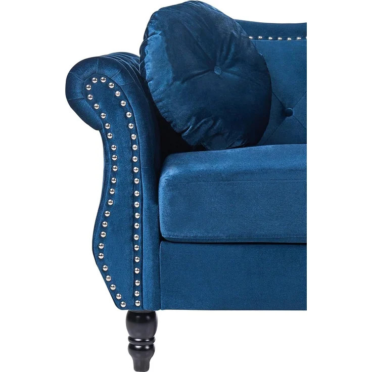 Sofa 3-Sitzer SKIEN Samtstoff Marineblau – Bild 6