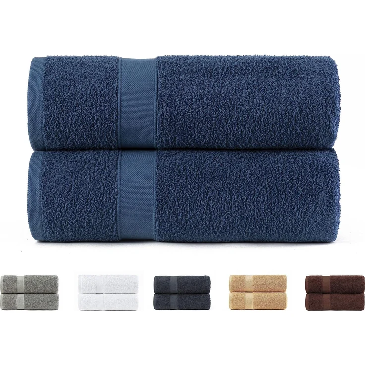 Todocama 2 Duschtücher, 100% Baumwolle, 550 g/m², extra weich, sehr saugfähig und schnell trocknend, Maße 70 x 140 cm, Marineblau