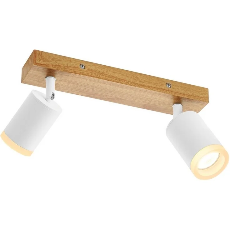 Nettlife Deckenstrahler Schwarz/Weiß GU10 Holz Vintage Deckenspots Küchenlampe, Schwenkbar, LED wechselbar, 350°Drehbar Flur Strahler Industrial für Wohnzimmer Schlafzimmer Küche – Bild 1