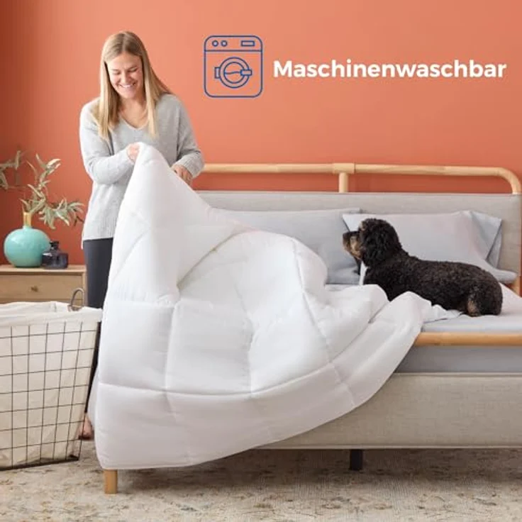 Linenspa 4 Jahreszeiten Bettdecke aus Microfaser – Ganzjahresdecke – Ultraweich – Steppdecke 200x200 cm, Weiß – Bild 6