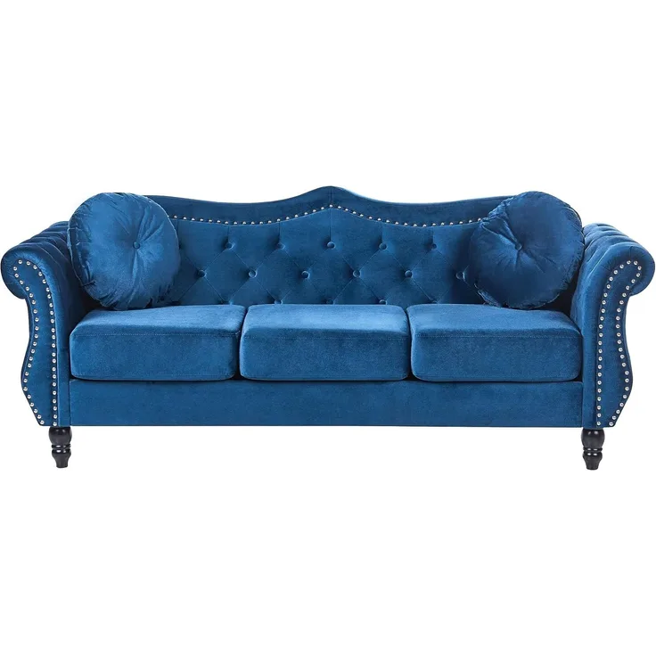 Sofa 3-Sitzer SKIEN Samtstoff Marineblau