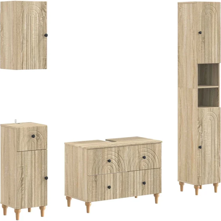 vidaXL 4-teiliges Badezimmer-Schrank-Set ALKMAAR Sonoma-Eiche 3417911 – Bild 2