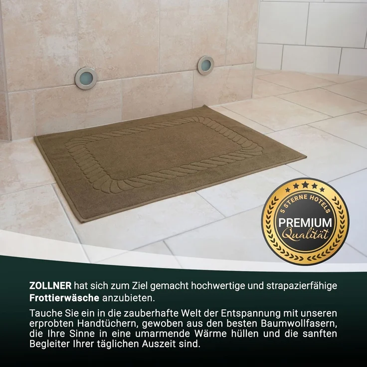 ZOLLNER 2er-Set Badematten, Baumwolle, 50x70 cm, 740g/qm, braun (tabak) – Bild 5
