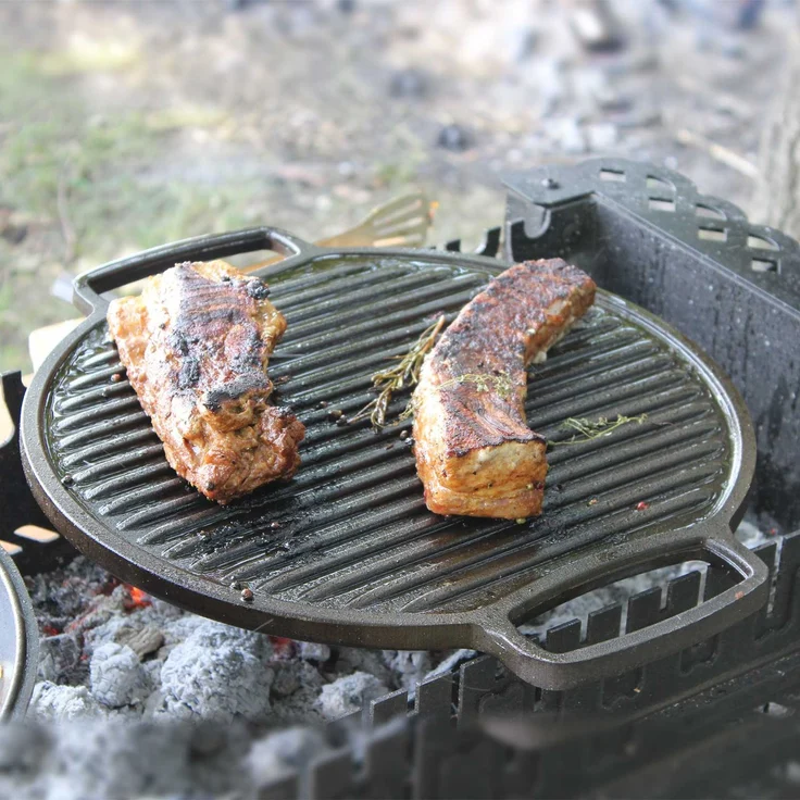4BIG. fun Grillplatte, geriffelt, Gusseisen schwarz, 32,0 cm – Bild 2