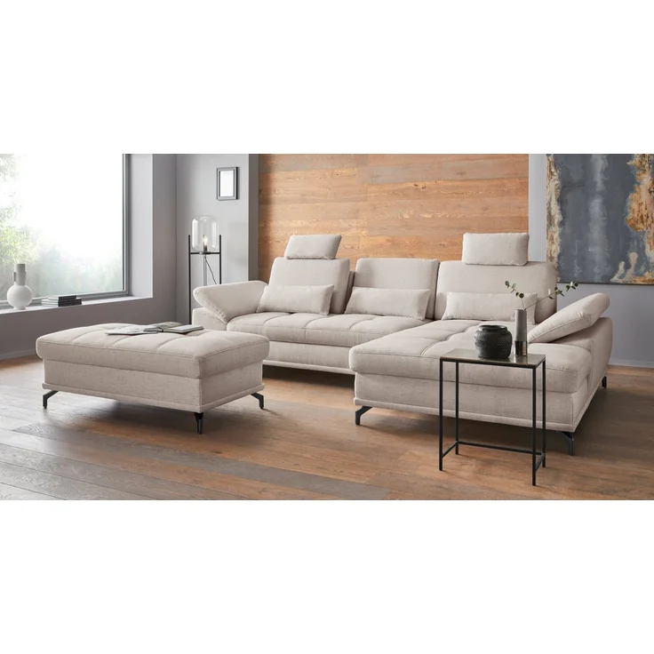Places of Style Ecksofa Costello L-Form, mit Sitztiefenverstellung, Armteilverstellung und, 3 Nierenkissen, optional Bettfunktion und Bettkasten – Bild 1