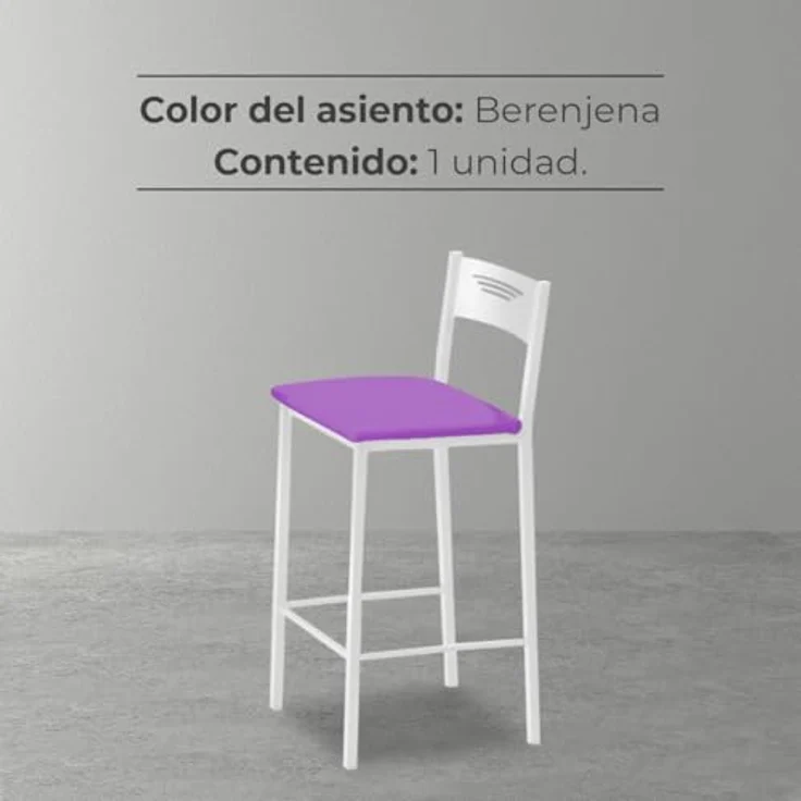 ASTIMESA - Küchenhocker mit hoher Polsterung und Rückenlehne - Gestell aus Kunstleder - Farbe des Sitzes: Aubergine, Inhalt: 1 Stück, Maße: 90 cm (Gesamthöhe) – Bild 6