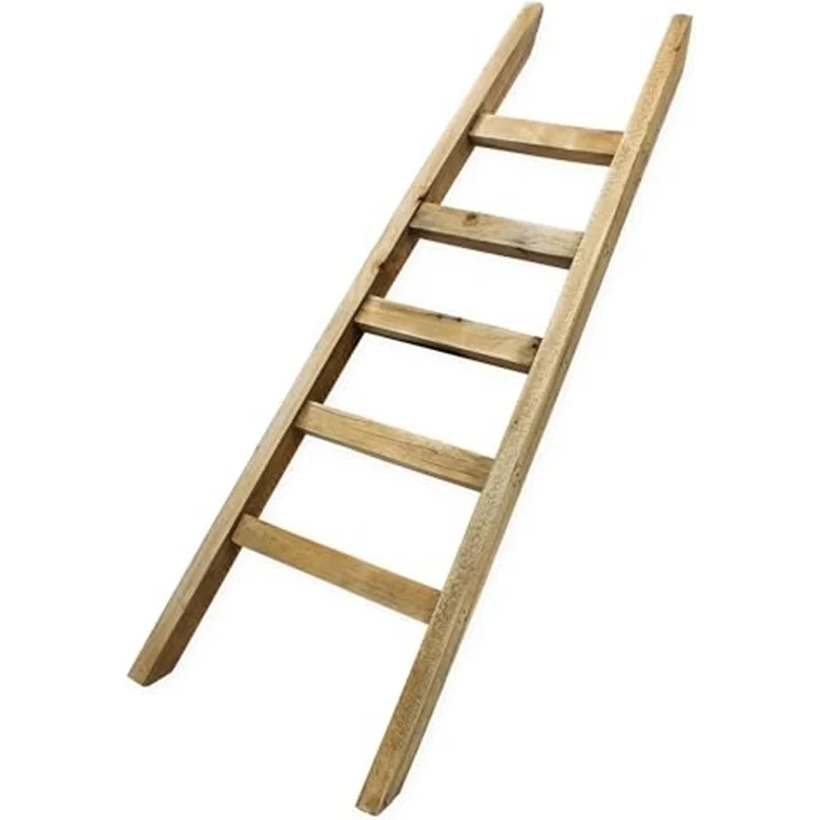 Spetebo Dekoleiter Holz mit 5 Sprossen - 80 x 29 cm - Mini Leiter im Landhaus Design (Stück, 1 St, 1), in konischer Form – Bild 4