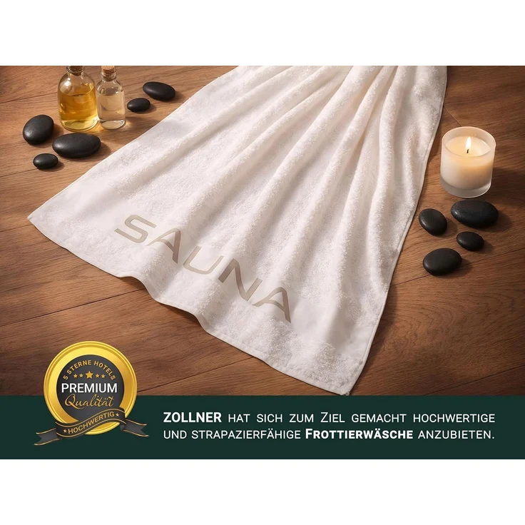 ZOLLNER Saunatuch aus Baumwolle, 100% Baumwolle, 80x200 cm, weiß – Bild 5