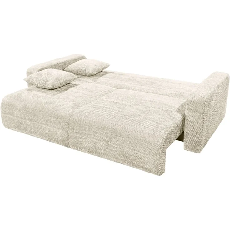 Schlafsofa Bullet von ED Exciting Design – Komfortables Mikrofaser-Sofa mit Nosagfederung Farbe Ivory, Bettkasten und Liftbeschlag – Bild 3