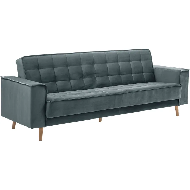 Sofa 3-Sitzer mit Bettfunktion Kavindra Samtvelours azur