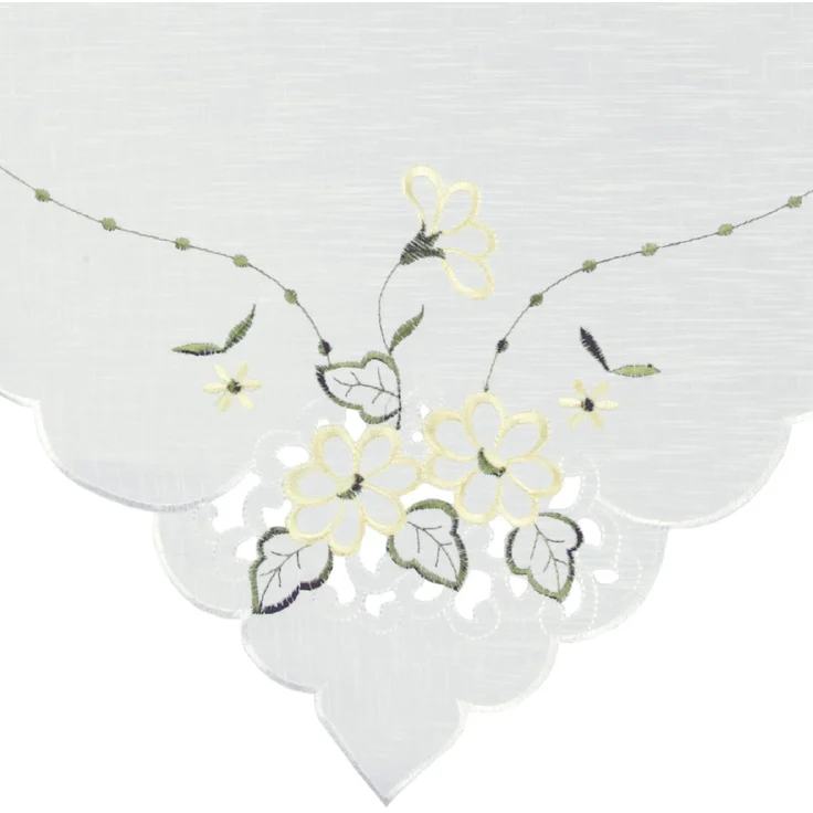 ARSVITA Fenstergardine mit Stickerei, Blumen oder Schmetterlingen bestickte 35x40cm Fensterbild, in vielen verschiedenen Designs verfügbar (Farbe: Gelb - Grün) – Bild 5