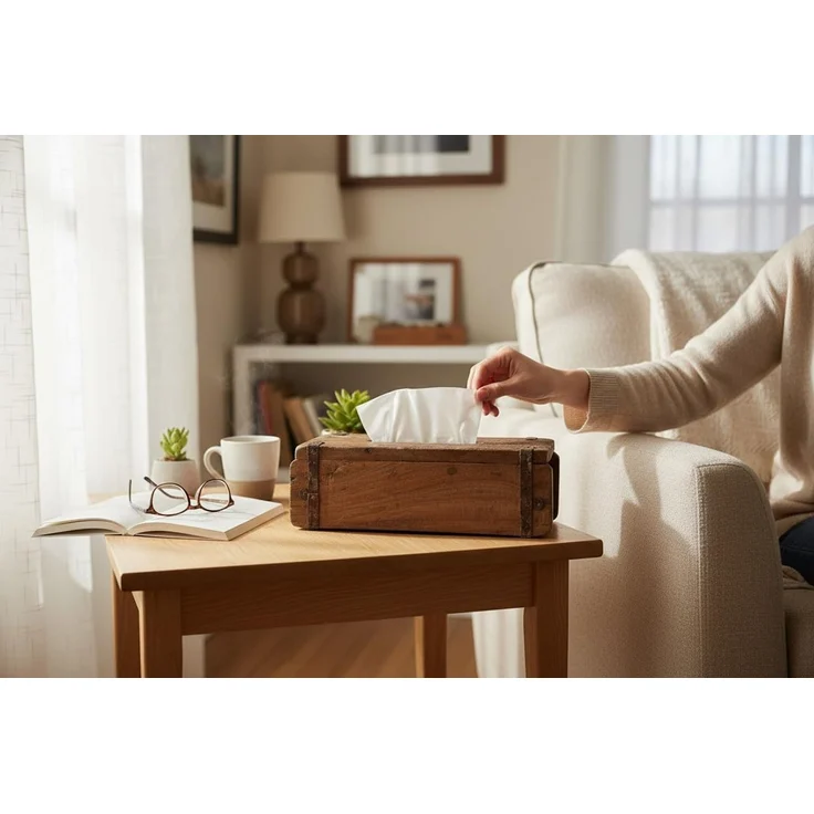LS-LebenStil Aufbewahrungsbox Tissue-Box Holz 31cm Braun Ziegelform Kosmetiktuch-Spender Taschentuch (iB Laursen - Tücherbox Kosmetiktücher-Box Taschentuch-Spender Box Spender, 1 St, ideal auch für Kleenex Feuchttücher feuchtes Toilettenpapier) – Bild 9