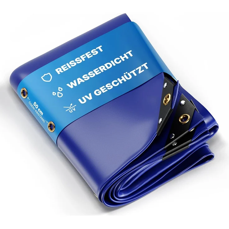 NEMAXX PLA810 Premium Abdeckplane 800x1000 cm blau mit Ösen, 650 g/m² PVC wasserdicht&reißfest, hochwertige Plane universell für LKW, Pool, Holz Gartenmöbel, Abdeckung, Schutzplane, Gewebeplane, 80m²
