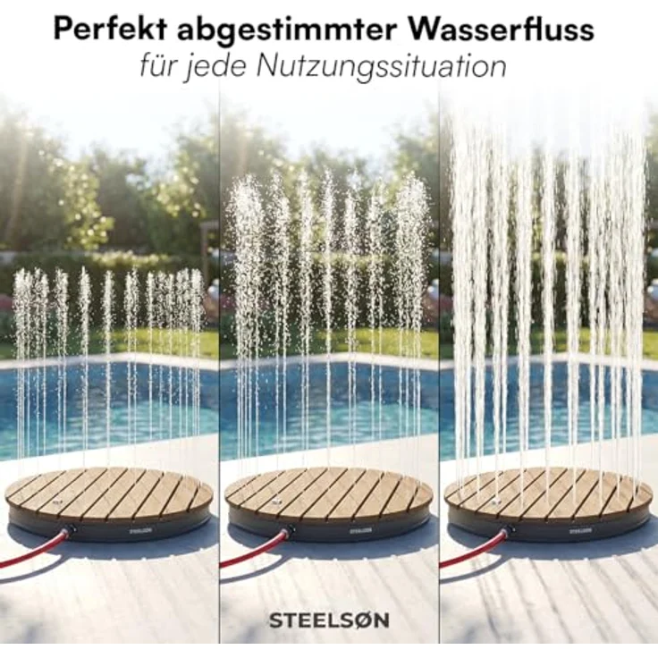 STEELSØN 'Samaya' Bodendusche rund, Gartendusche braun/grau, Campingdusche wetterfest, Saunadusche, Fontänenhöhe bis zu 4m, inkl. Fußrad – Bild 5