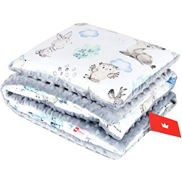 Kinderdecke BABYLUX Babydecke MINKY 2Set Kuscheldecke Decke 75 x 60cm Kinderwagen, BabyLux, MP122 - Grau + Igel – Bild 4