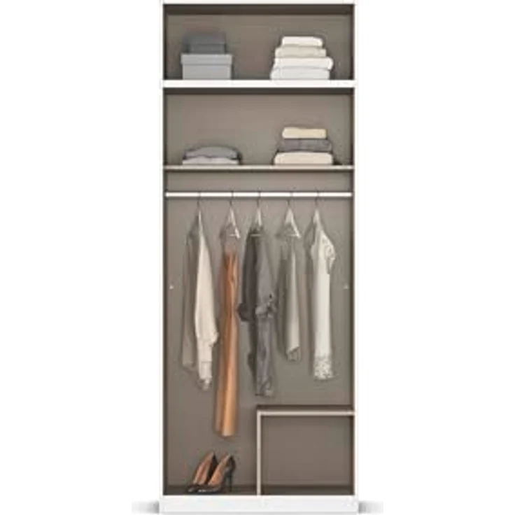 Rauch Möbel Lagoa, Kleiderschrank, Garderobe für Schlafzimmer, Kinderzimmer, Jugendzimmer 4-türig, mit Spiegel, 2 Schubladen, Farbe Beige, Breite 91 cm – Bild 9