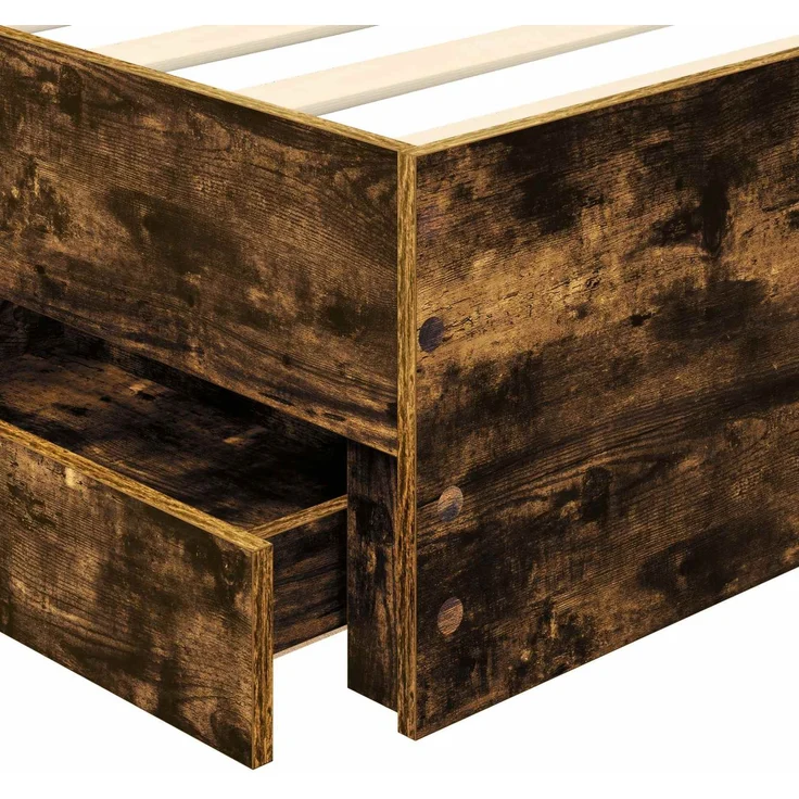 vidaXL Bettrahmen Räuchereiche 75 x 190 cm Ingenieurs Holz 3411871 – Bild 11
